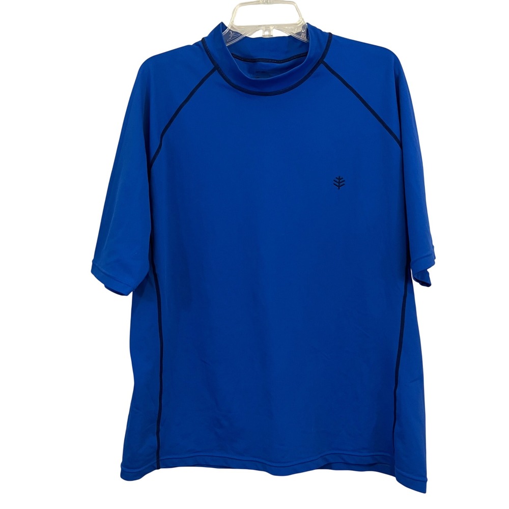 Mens Coolibar Shirt Short Sleeve Tee Cobalt Blue UPF 50 Sun Protection Size XL